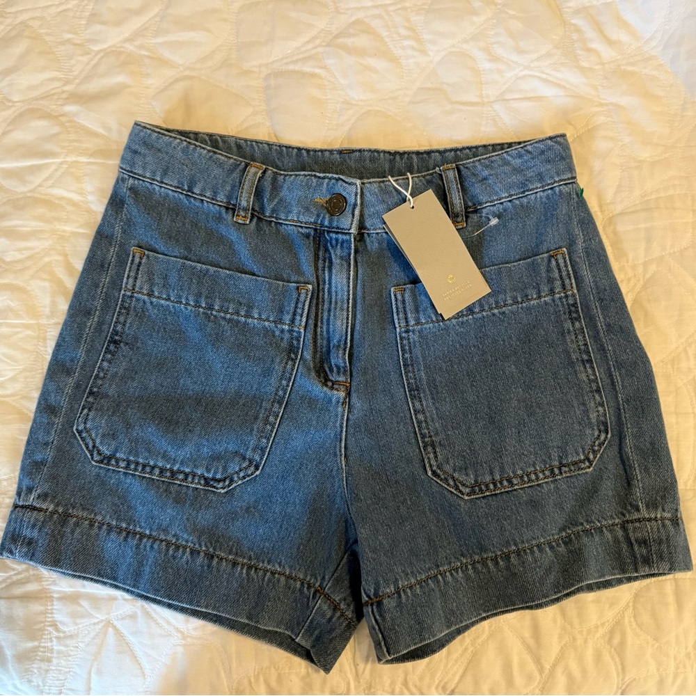 Vanessa Bruno Blue Jean Shorts High-Waisted Tailored
